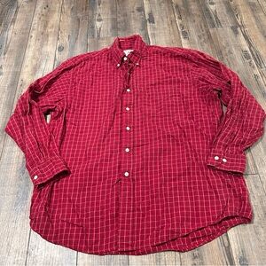 Brooks Brothers Men’s Size L Red Plaid Long Sleeve Button Up Shirt All Cotton